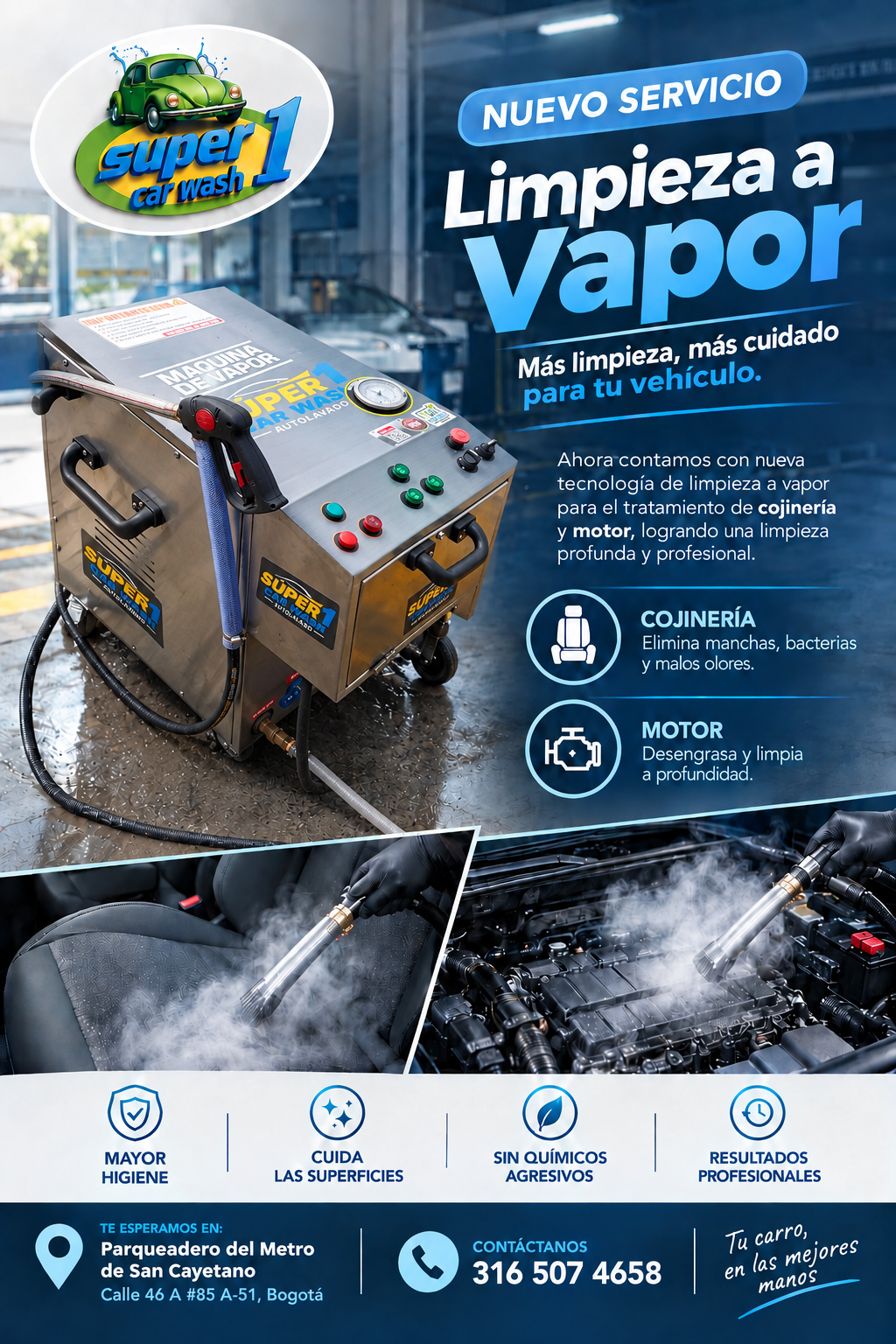 Nueva máquina de limpieza a vapor - AutoLavado Súper 1